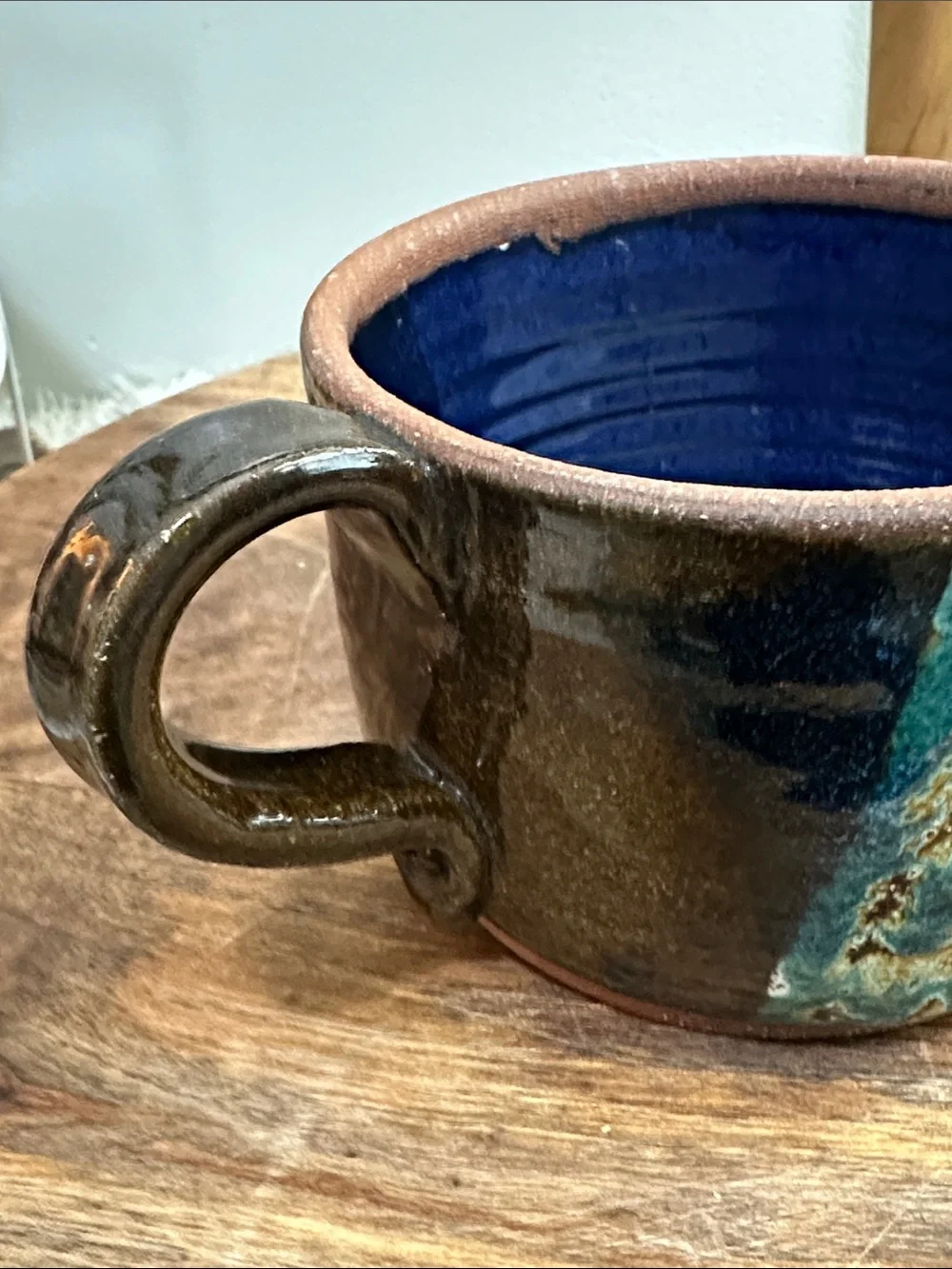 Handmade Art Pottery Mug Vented Lidded Coffee Tea Artist Signed